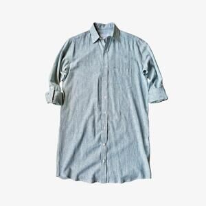 NEW EMILY PHILLIPS women's striped linen girlfriend mini dress in teal/white